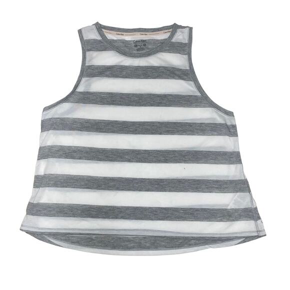 Calvin Klein Performance Grey Striped Tank Top Size M Medium - Picture 1 of 5